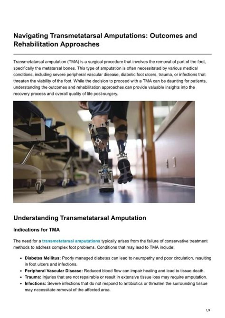 Essential Guide To Transmetatarsal Amputation: Recovery And Rehabilitation